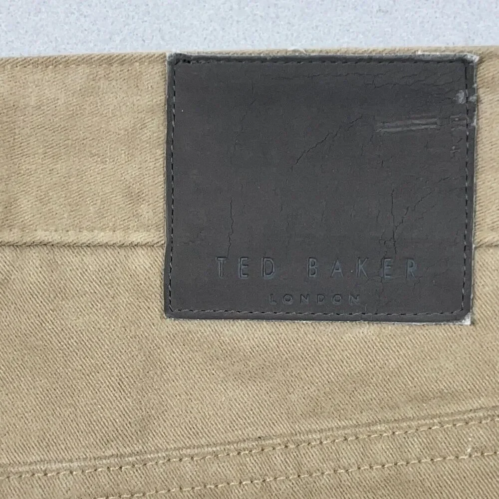Ted Baker London Pants Men 33 Straight Tan Khaki Cotton Made In Italy Classic‎